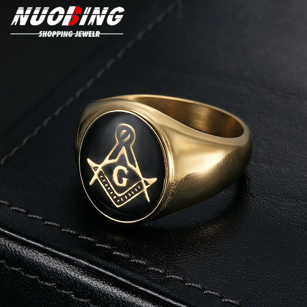 Initial Ring Custom - Мужское винтажное масонское кольцо из нержавеющей