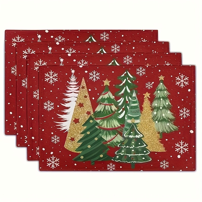 Family Tree Print - Красная салфетка с рождественским принтом в