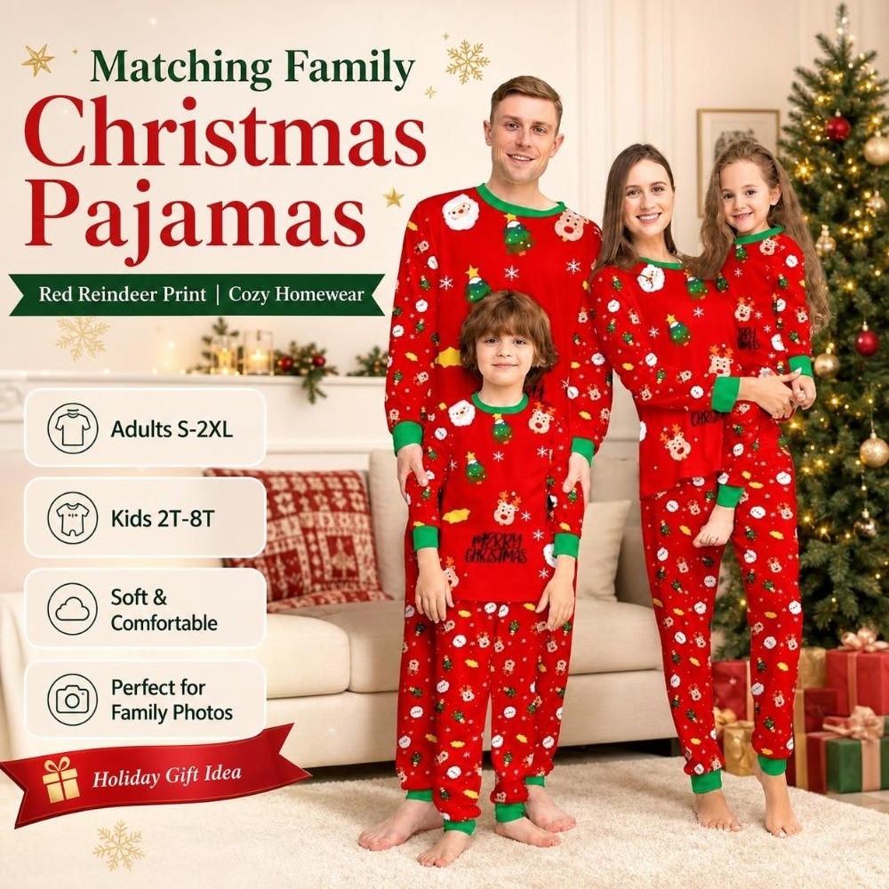 Family Tree Print - Новогодний комплект пижам с длинными рукавами,